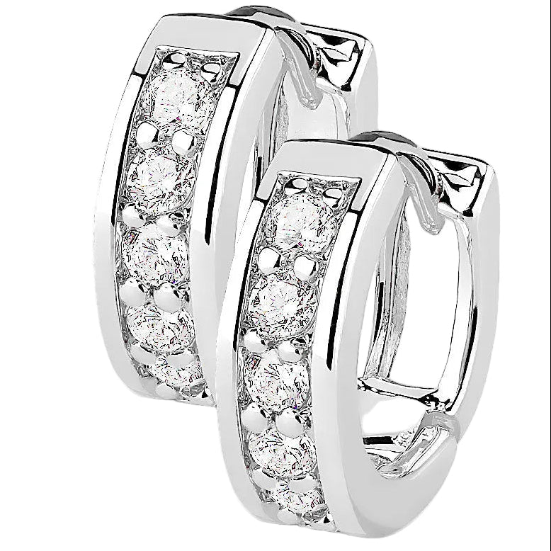 Cherry Diva Earrings Hypoallergenic Channel Set Crystal Huggie Hoop Earrings