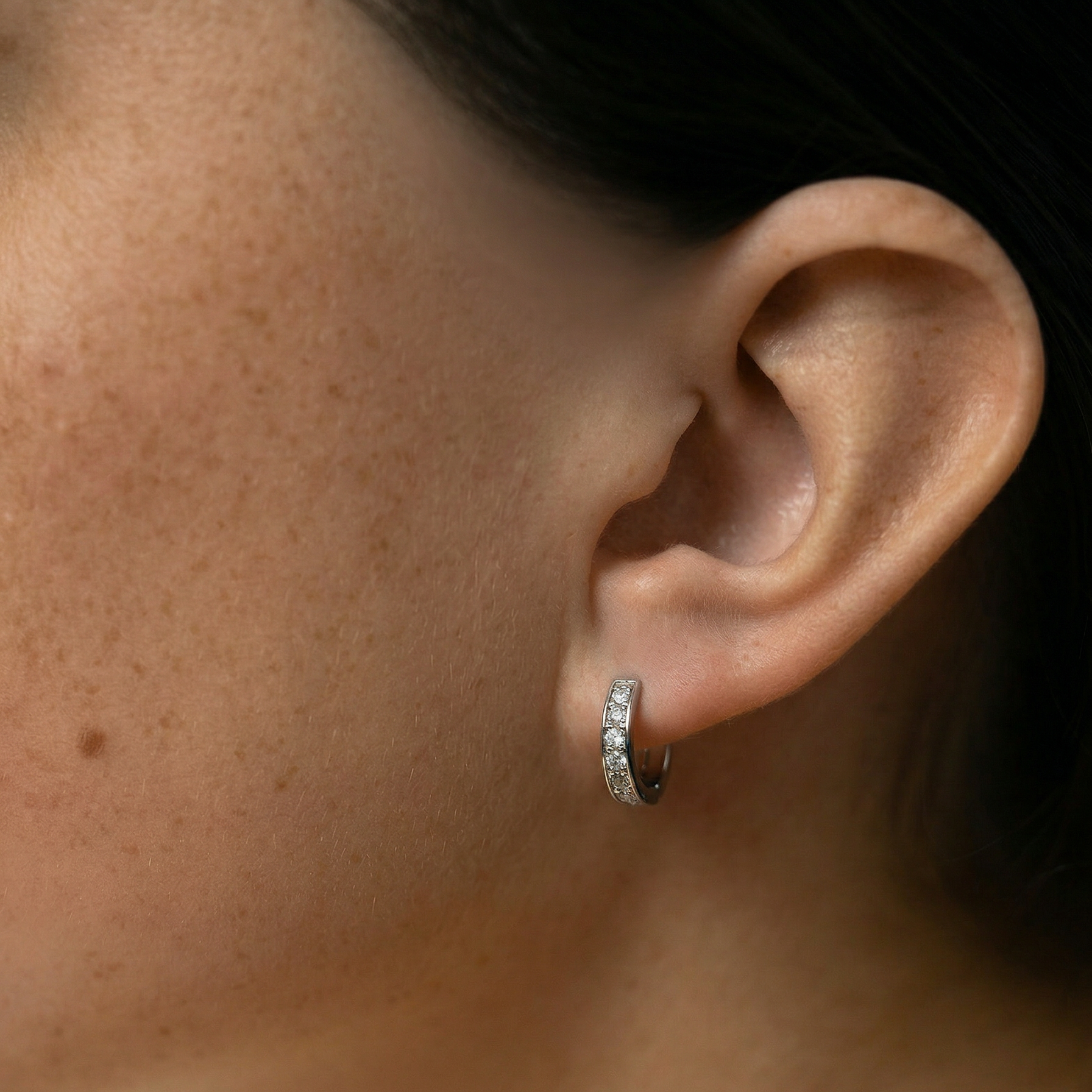 Cherry Diva Earrings Hypoallergenic Channel Set Crystal Huggie Hoop Earrings