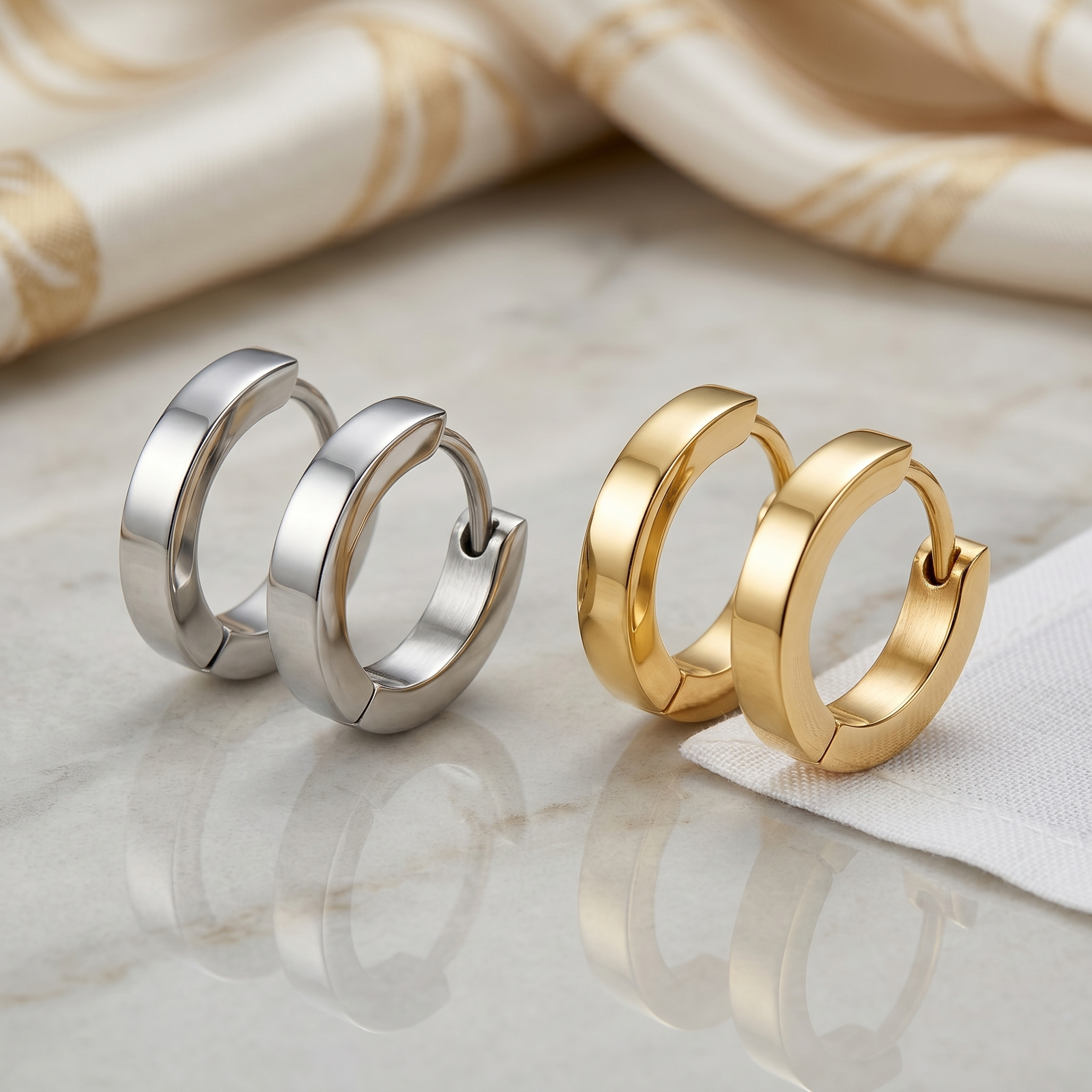 Cherry Diva Earrings Hypoallergenic Chunky Stainless Steel Huggie Hoop Earrings