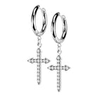 Cherry Diva Earrings Hypoallergenic Dangling Celtic Crystal Cross Hoop Earrings