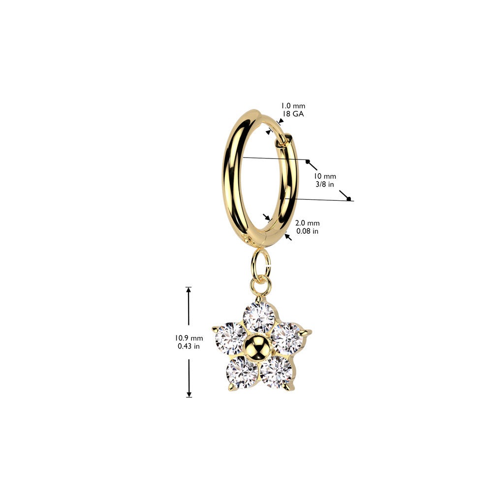 Cherry Diva Earrings Hypoallergenic Dangling Crystal Flower Huggie Hoop Earrings