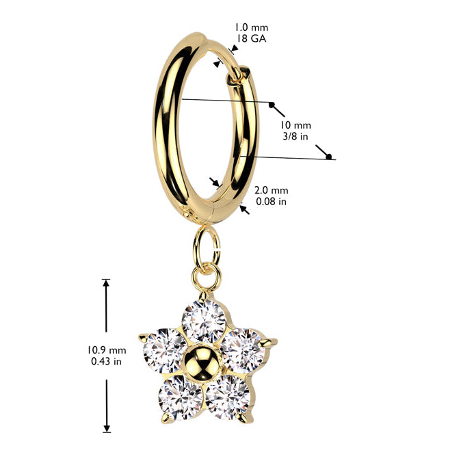 Cherry Diva Earrings Hypoallergenic Dangling Crystal Flower Huggie Hoop Earrings