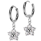 Cherry Diva Earrings Hypoallergenic Dangling Crystal Flower Huggie Hoop Earrings