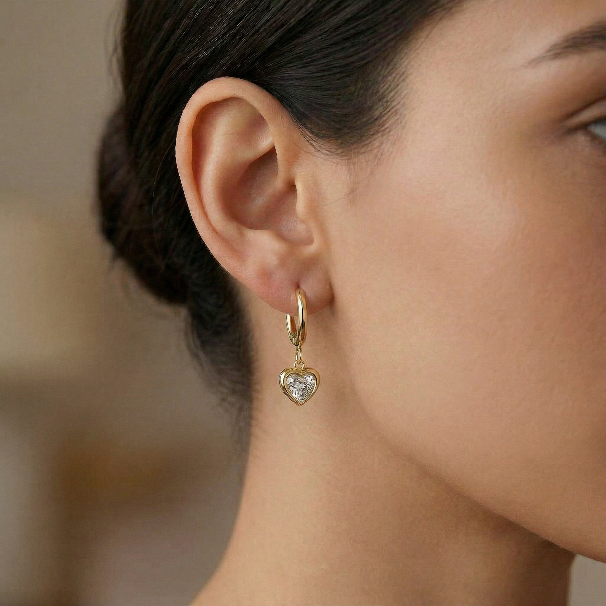 Cherry Diva Earrings Hypoallergenic Dangling Crystal Heart Hoop Earrings