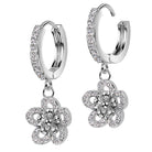 Cherry Diva Earrings Hypoallergenic Dangling Crystal Lined Flower Huggie Hoop Earrings