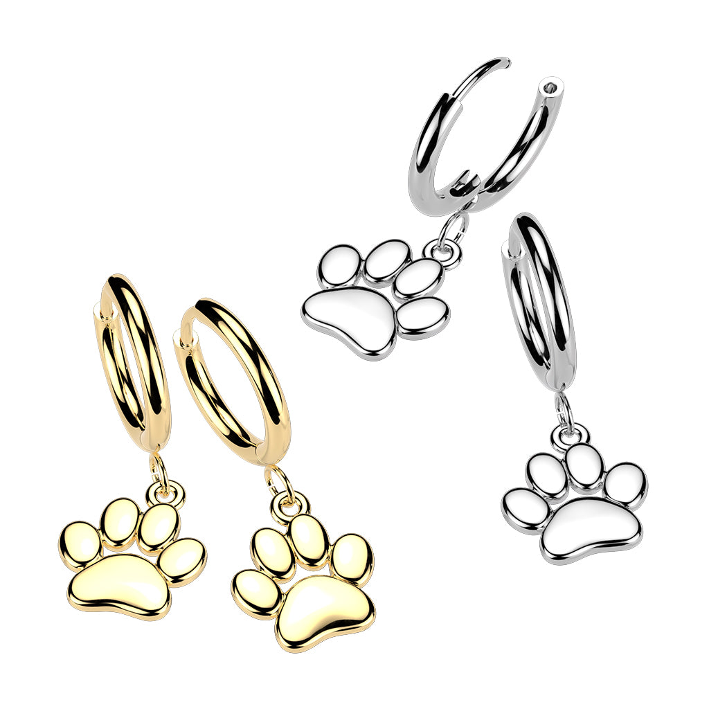 Cherry Diva Earrings Hypoallergenic Dangling Crystal Paw Huggie Hoop Earrings