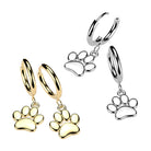 Cherry Diva Earrings Hypoallergenic Dangling Crystal Paw Huggie Hoop Earrings