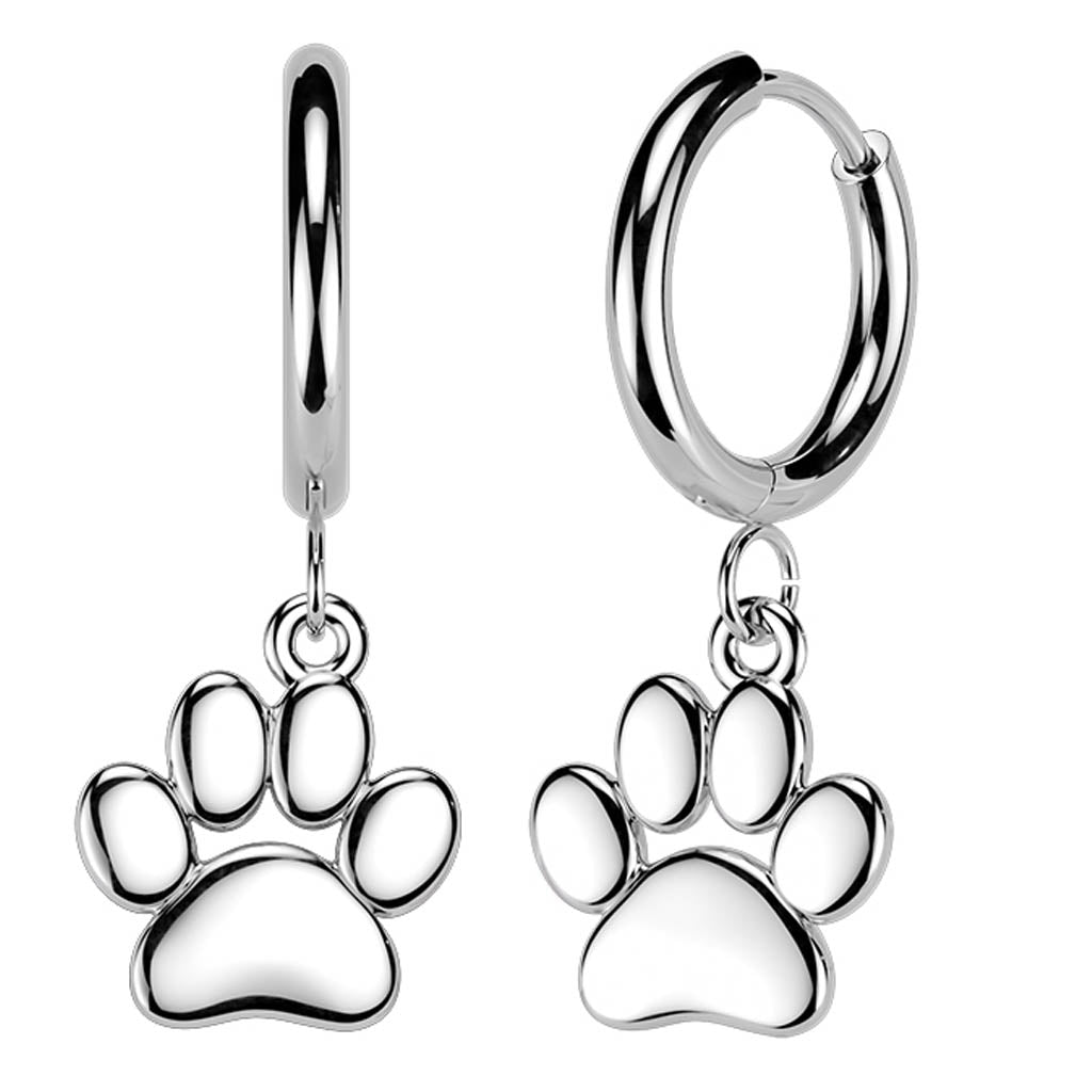 Cherry Diva Earrings Hypoallergenic Dangling Crystal Paw Huggie Hoop Earrings