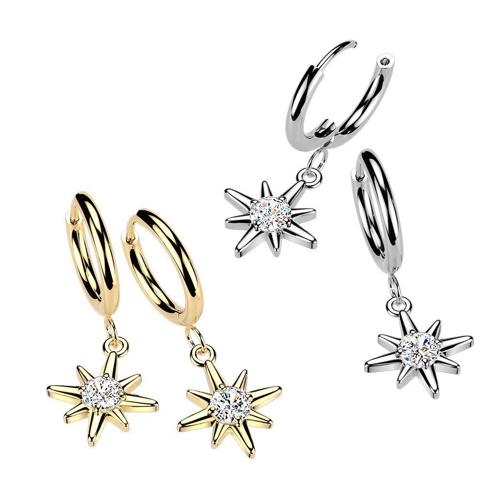 Cherry Diva Earrings Hypoallergenic Dangling Crystal Star Huggie Hoop Earrings
