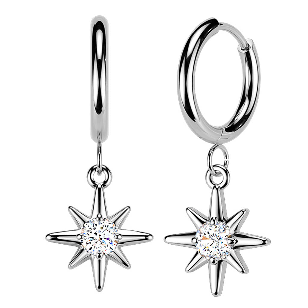 Cherry Diva Earrings Hypoallergenic Dangling Crystal Star Huggie Hoop Earrings