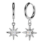 Cherry Diva Earrings Hypoallergenic Dangling Crystal Star Huggie Hoop Earrings