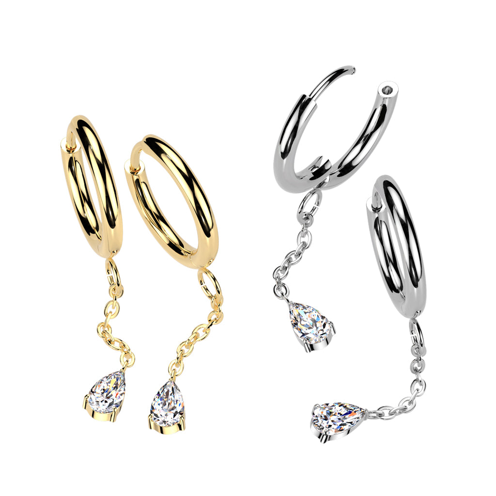 Cherry Diva Earrings Hypoallergenic Dangling Crystal Teardrop Huggie Hoop Earrings