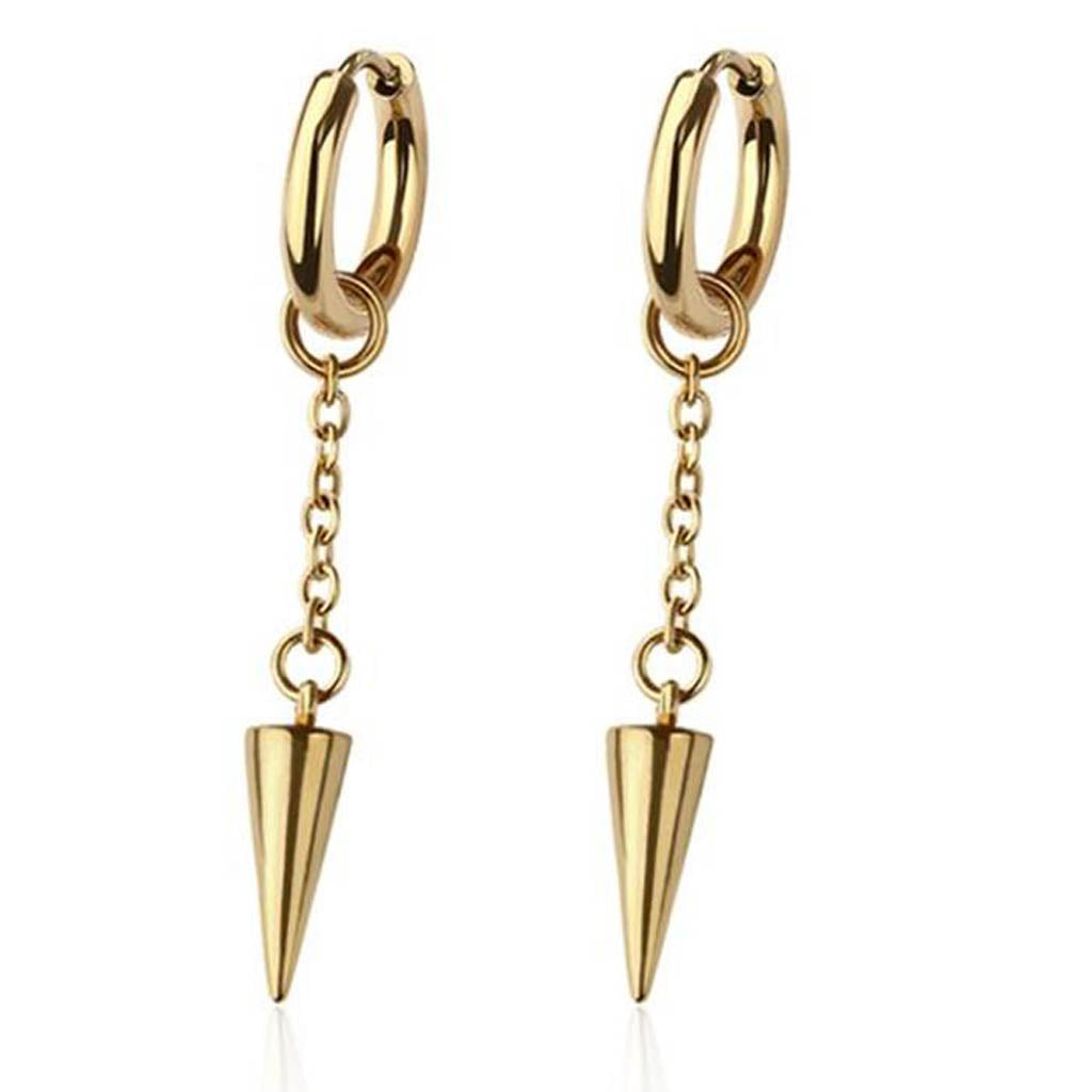 Cherry Diva Earrings Hypoallergenic Dangling Golden Spike Huggie Hoop Earrings