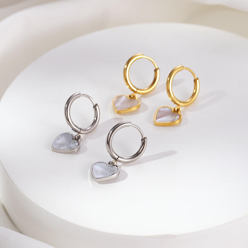 Cherry Diva Earrings Hypoallergenic Dangling Pearl Heart Huggie Hoop Earrings