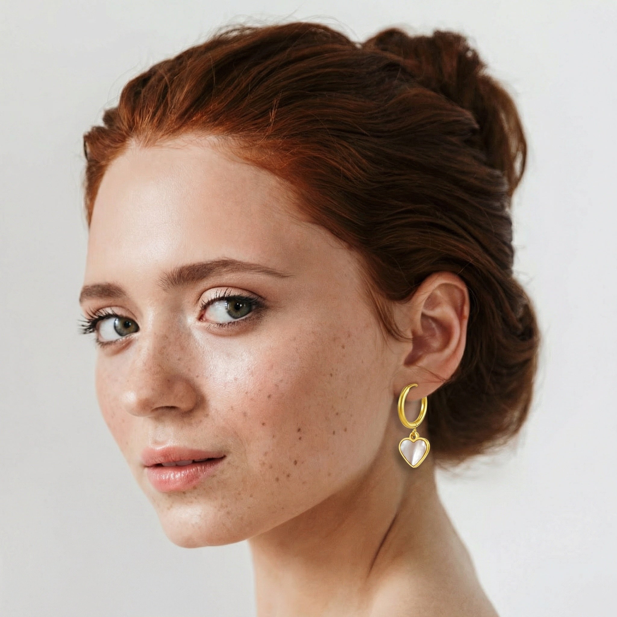 Cherry Diva Earrings Hypoallergenic Dangling Pearl Heart Huggie Hoop Earrings