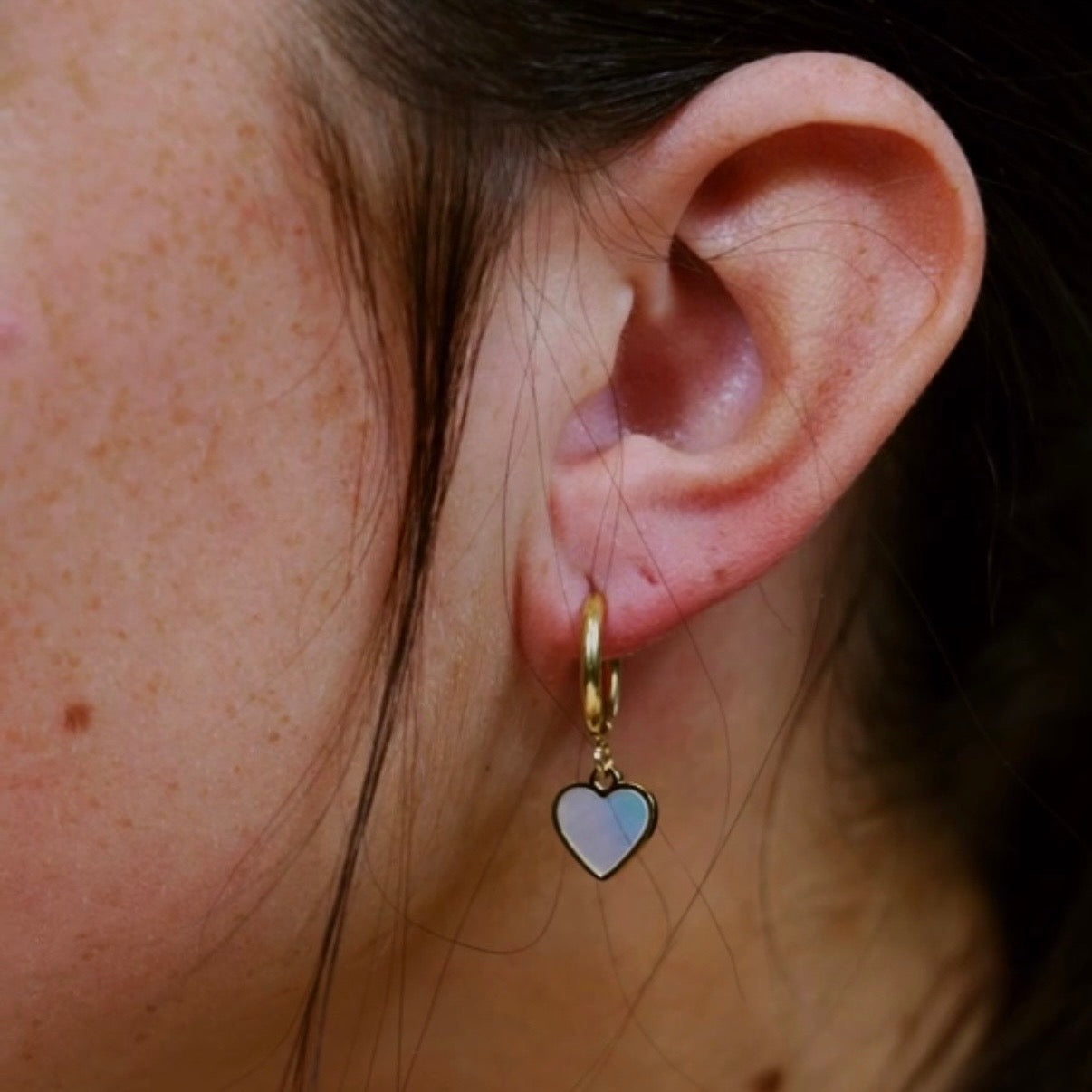 Cherry Diva Earrings Hypoallergenic Dangling Pearl Heart Huggie Hoop Earrings