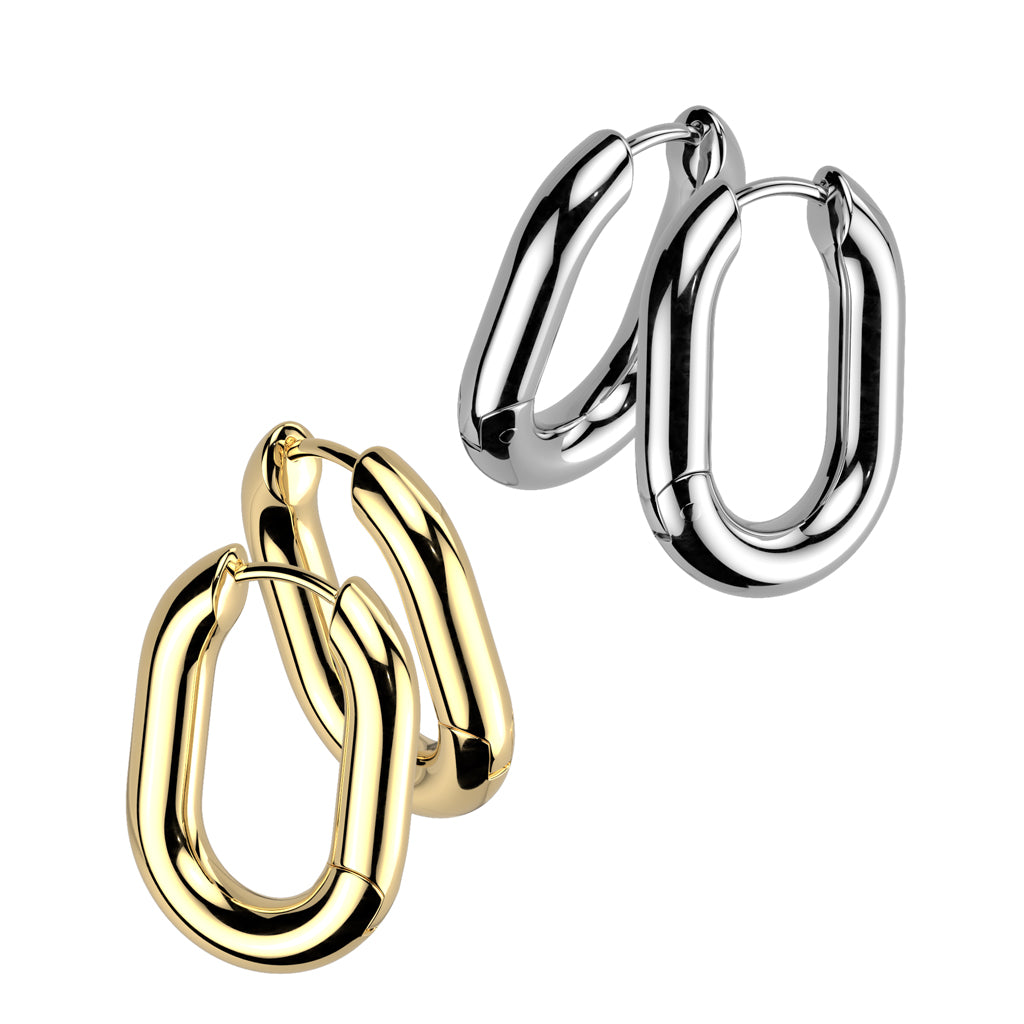 Cherry Diva Earrings Hypoallergenic Rounded Rectangle Hinged Hoop Earrings