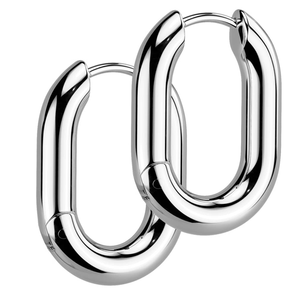 Cherry Diva Earrings Hypoallergenic Rounded Rectangle Hinged Hoop Earrings