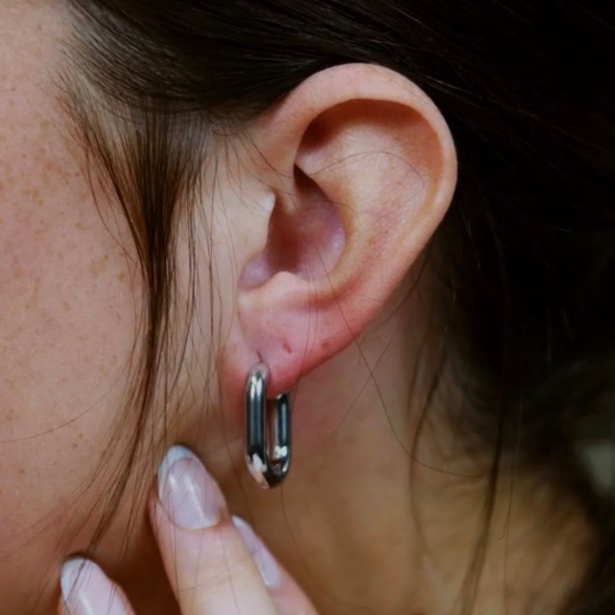 Cherry Diva Earrings Hypoallergenic Rounded Rectangle Hinged Hoop Earrings