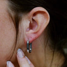 Cherry Diva Earrings Hypoallergenic Rounded Rectangle Hinged Hoop Earrings
