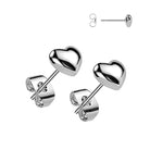 Cherry Diva Earrings Silver 20 Gauge Dainty Heart Stainless Steel Stud Earrings