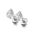 Cherry Diva Earrings Silver 20 Gauge Stainless Steel Crystal Droplet Stud Earrings