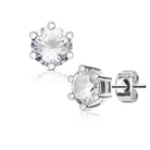 Cherry Diva Earrings Silver 20 Gauge Stainless Steel Prong Set Crystal Stud Earrings