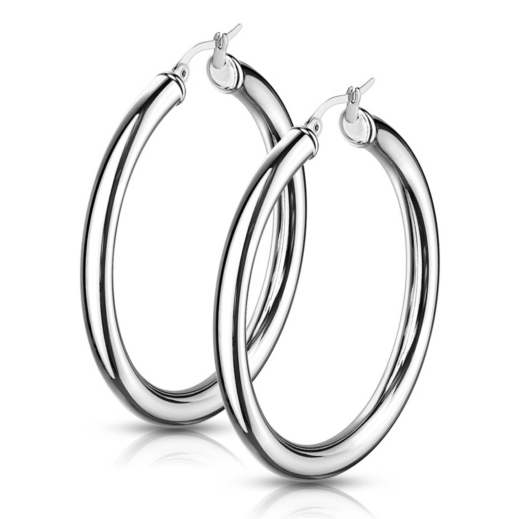 Cherry Diva Earrings Silver Hypoallergenic Chunky Hinged Hoop Earrings