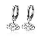 Cherry Diva Earrings Silver Hypoallergenic Dangling Crystal Heart Huggie Hoop Earrings