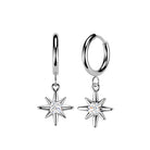 Cherry Diva Earrings Silver Hypoallergenic Dangling Crystal Star Huggie Hoop Earrings