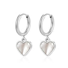 Cherry Diva Earrings Silver Hypoallergenic Dangling Pearl Heart Huggie Hoop Earrings