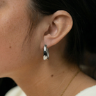Cherry Diva Earrings Silver Hypoallergenic Hinged Oval Hoop Earrings