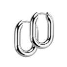 Cherry Diva Earrings Silver Hypoallergenic Rounded Rectangle Hinged Hoop Earrings