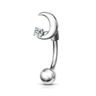 Cherry Diva Eyebrow Bar 16 Gauge Silver Moon Eyebrow Barbell