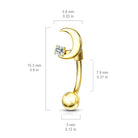 Cherry Diva Eyebrow Bar 16 Gauge Silver Moon Eyebrow Barbell