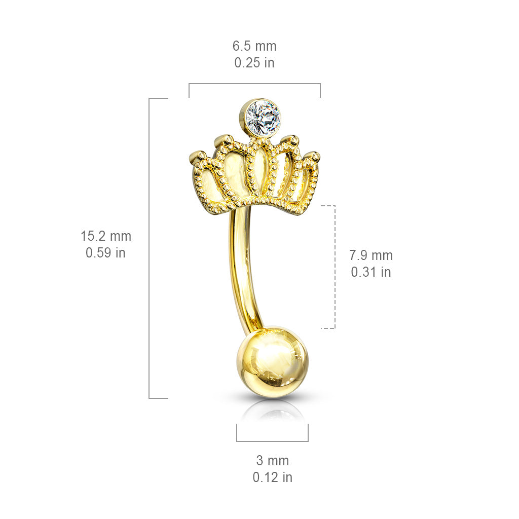 Cherry Diva Eyebrow Bar 16 Gauge Silver Tiara Eyebrow Barbell