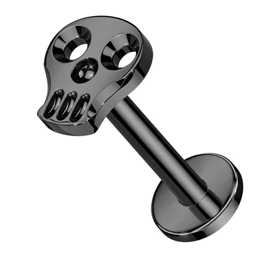 Cherry Diva Flat Back Stud 16 Gauge Black Titanium Internally Threaded Skull Stud