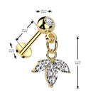 Cherry Diva Flat Back Stud 16 Gauge Dangling Crystal Flower Press Fit Flat Back Stud