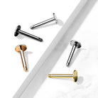Cherry Diva Flat Back Stud 16 Gauge Flat Back Externally Threaded Labret Post - Silver