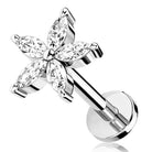 Cherry Diva Flat Back Stud 16 Gauge Flat Back Internally Threaded Silver Flower Stud