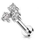 Cherry Diva Flat Back Stud 16 Gauge Flat Back Internally Threaded Triple Gem Stud