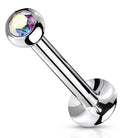 Cherry Diva Flat Back Stud 16 Gauge Flat Back Threadless Crystal Topped Stud