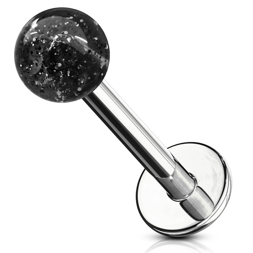 Cherry Diva Flat Back Stud 16 Gauge Glitter Ball Flat Back Cartilage / Labret Stud