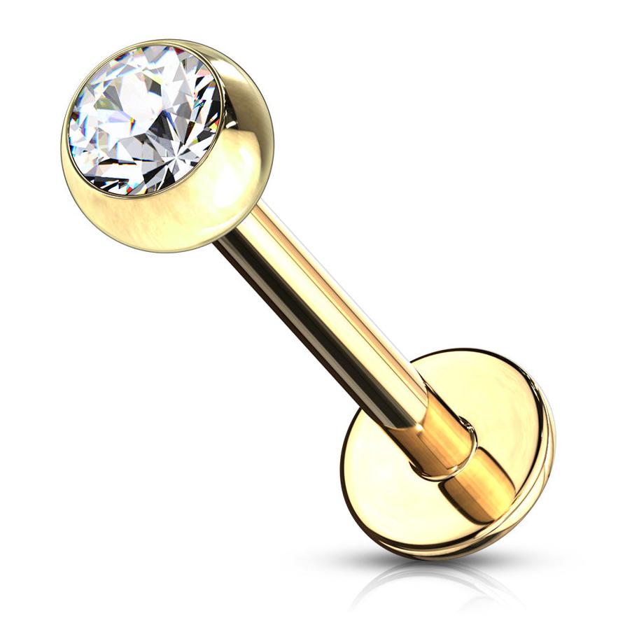 Cherry Diva Flat Back Stud 16 Gauge Gold Plated Crystal Flat Back Stud