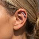 Cherry Diva Flat Back Stud 16 Gauge Hypoallergenic Surgical Steel 5 Crystal Row Stud