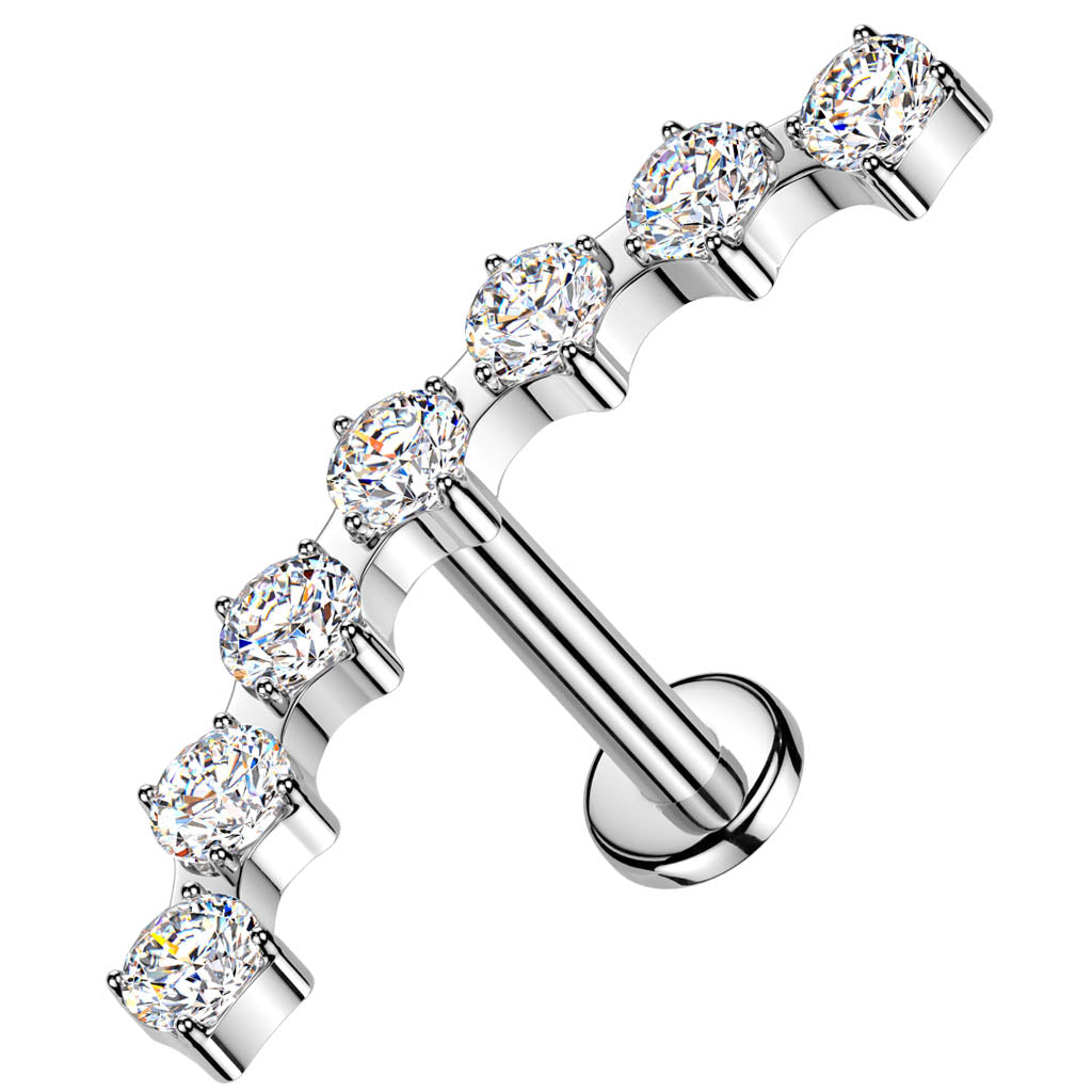 Cherry Diva Flat Back Stud 16 Gauge Hypoallergenic Surgical Steel 7 Crystal Row Stud