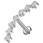 Cherry Diva Flat Back Stud 16 Gauge Hypoallergenic Surgical Steel 7 Crystal Row Stud