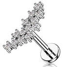 Cherry Diva Flat Back Stud 16 Gauge Internally Threaded Crystal Cluster Stud