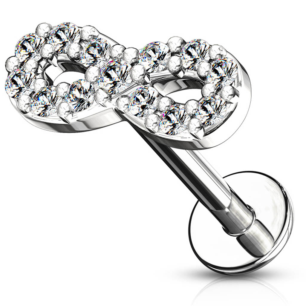 Cherry Diva Flat Back Stud 16 Gauge Internally Threaded Crystal Infinity Stud