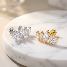 Cherry Diva Flat Back Stud 16 Gauge Internally Threaded Crystal Marquise Stud